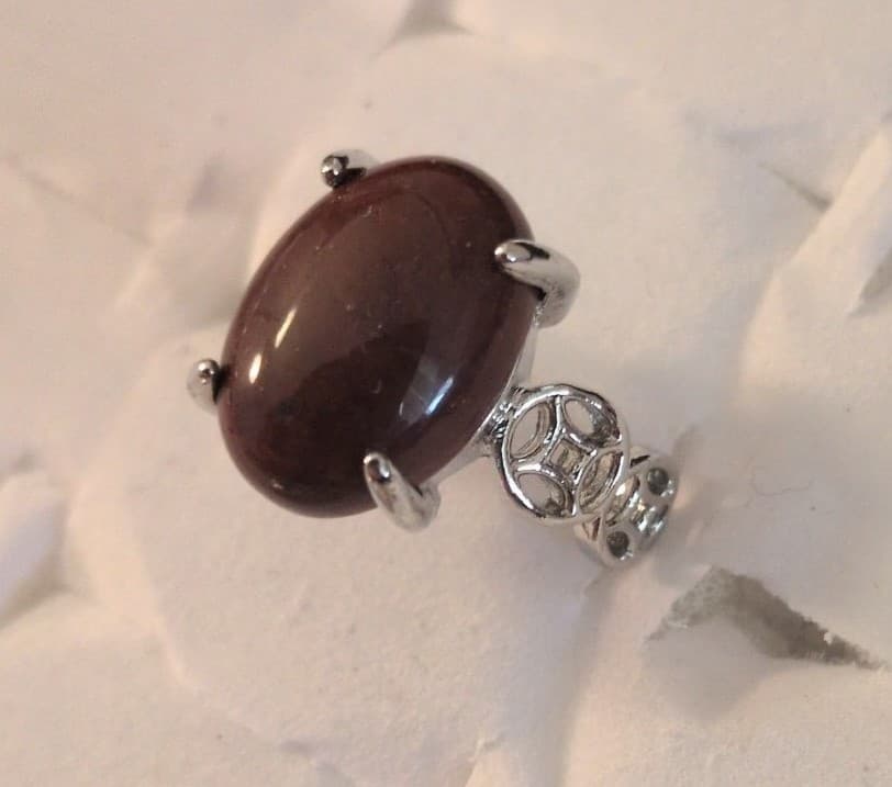 Elegant Silver and Brown Women's Ring - Thumbnail 3