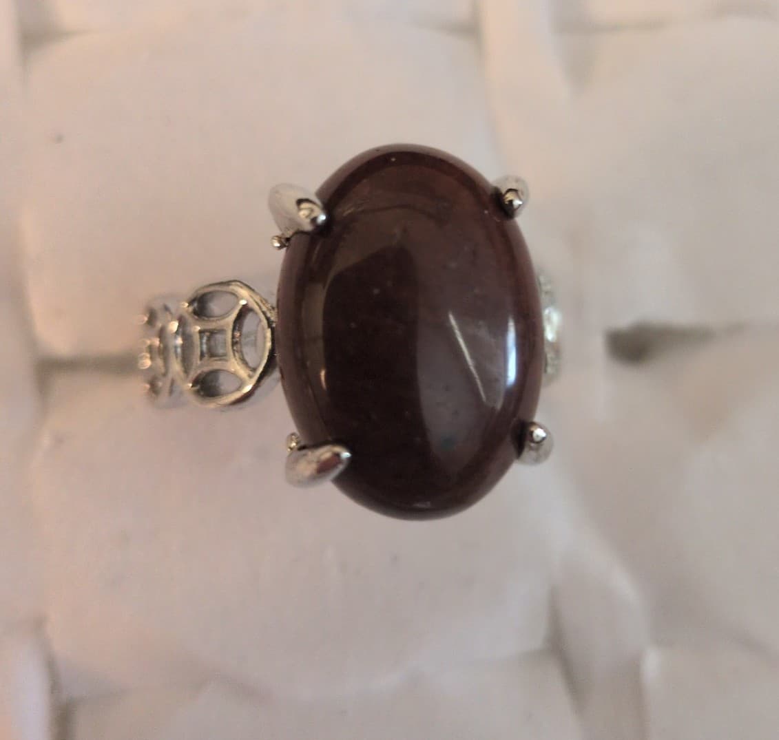 Elegant Silver and Brown Women's Ring - Image 1