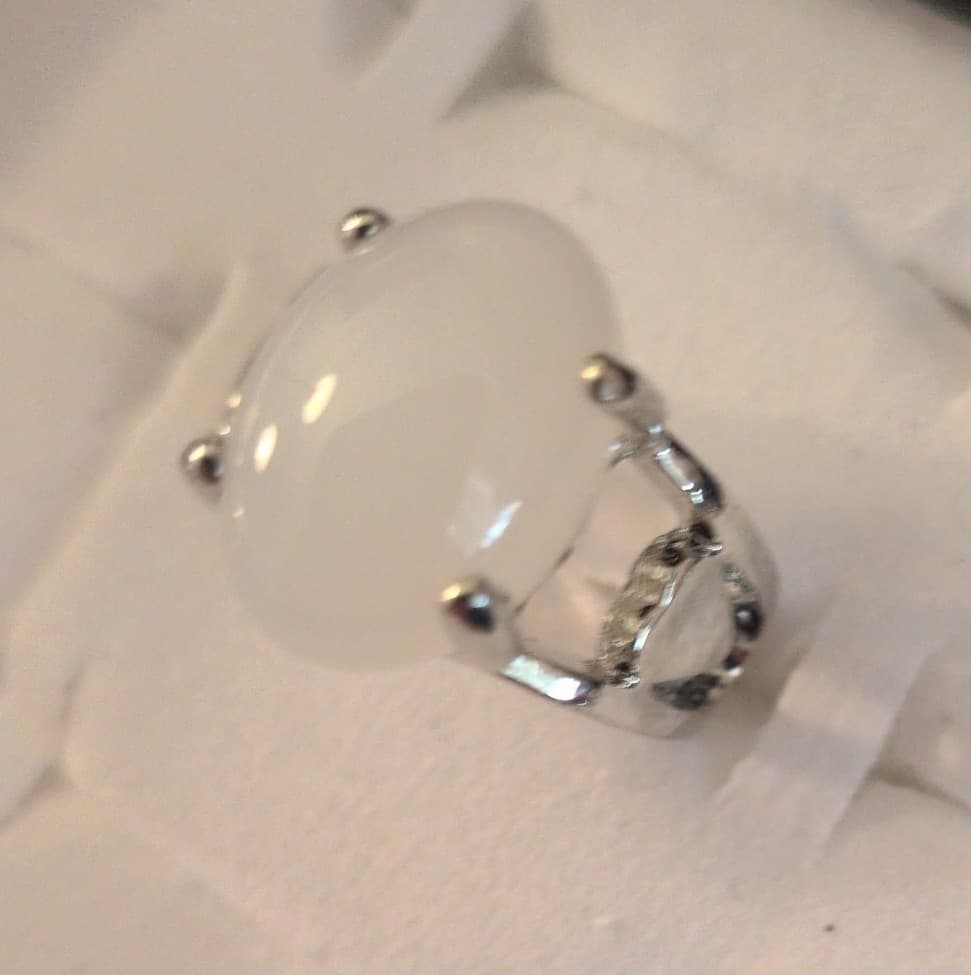 Elegant Silver and White Women's Ring - Thumbnail 2