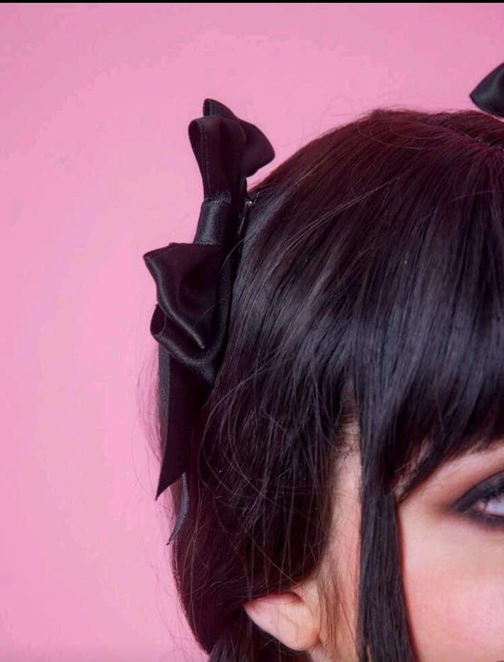 Hot topic Rave/Doll Black Satin Hair Bows - Thumbnail 2