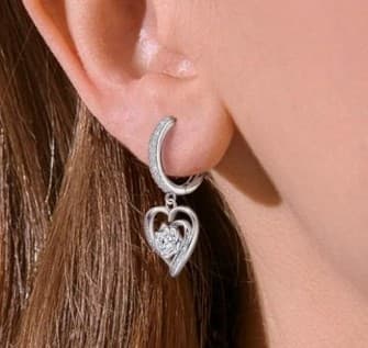 Sterling silver 925 heart earrings - Thumbnail 3