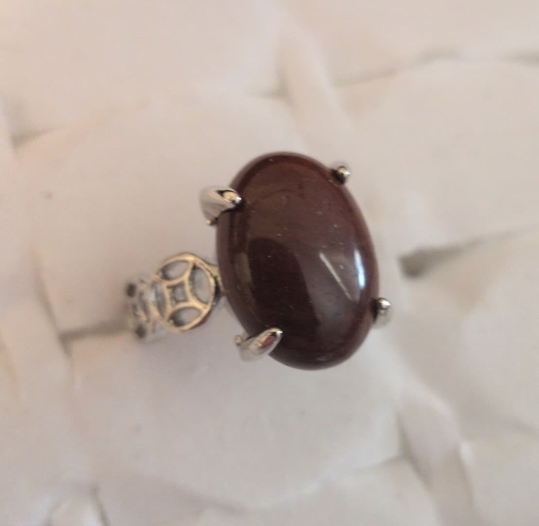 Elegant Silver and Brown Women's Ring - Thumbnail 2