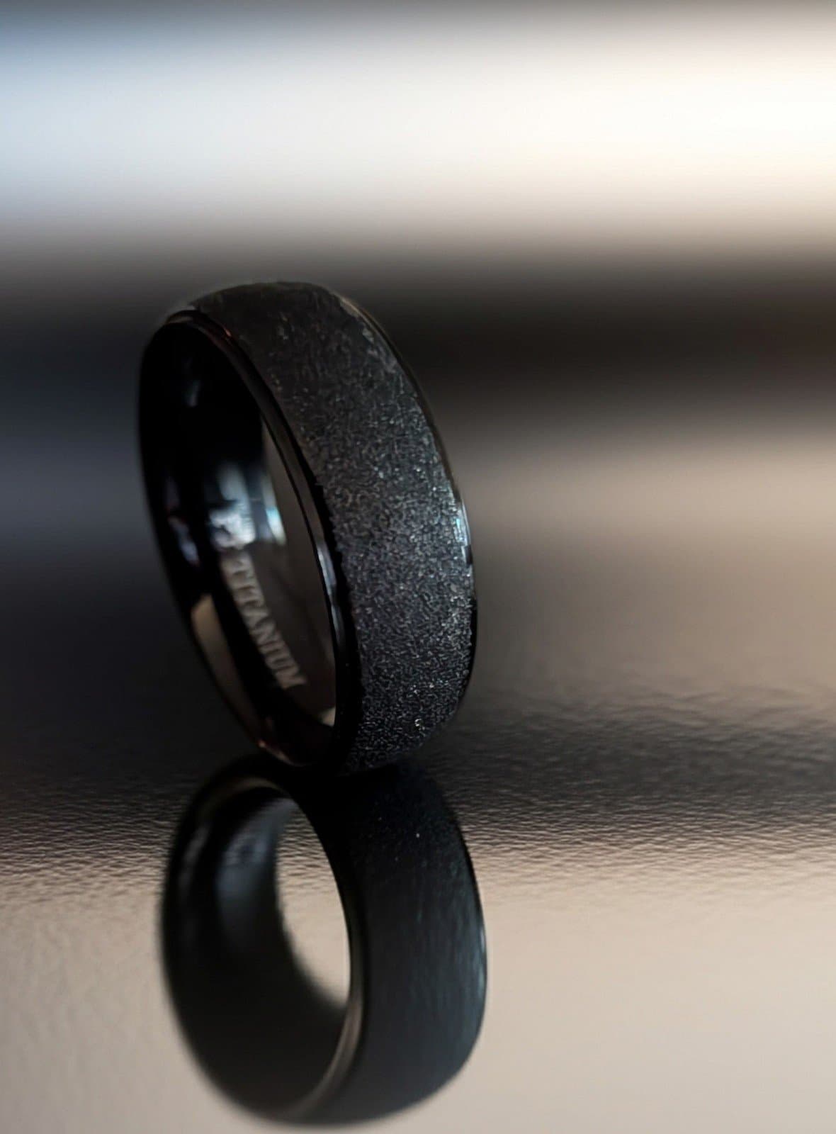 PJ titanium sandblasted men's size 11 and 1/2 black ring - Thumbnail 6