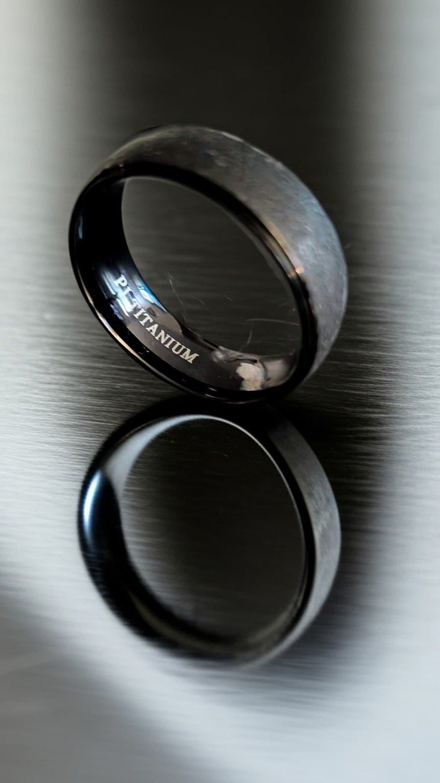 PJ titanium sandblasted men's size 11 and 1/2 black ring - Thumbnail 7