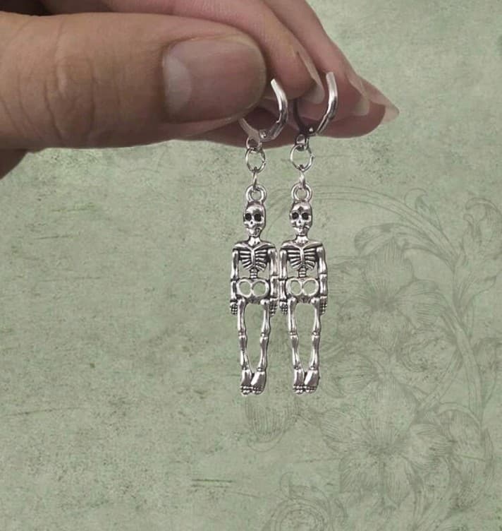 Hot topic Silver Skeleton Dangle Earrings - Image 1