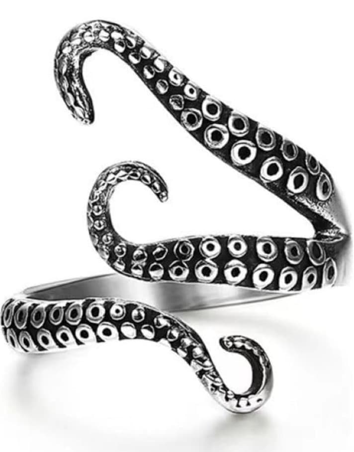 Octopus Wraparound Ring sterling silver size for men or women - Thumbnail 5