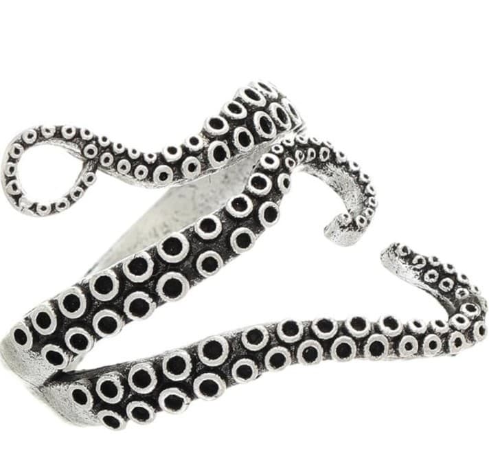 Octopus Wraparound Ring sterling silver size for men or women - Thumbnail 3
