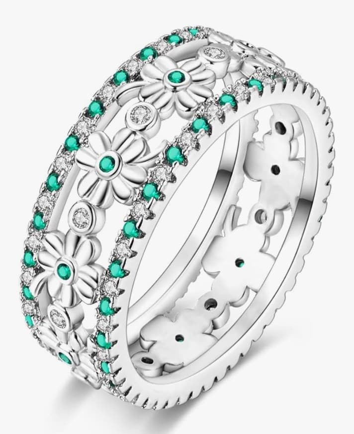 Sterling silver lucky clover band ring size 7 & 9 - Image 1