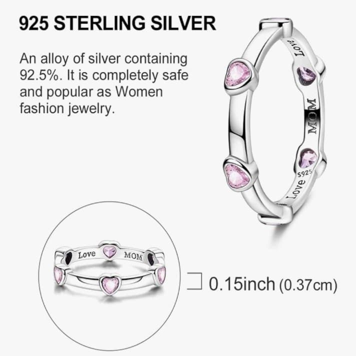 Get your daughter a Valentine's 925 Glitter Pink Heart Ring 7/8 comes w/ giftbag - Thumbnail 4
