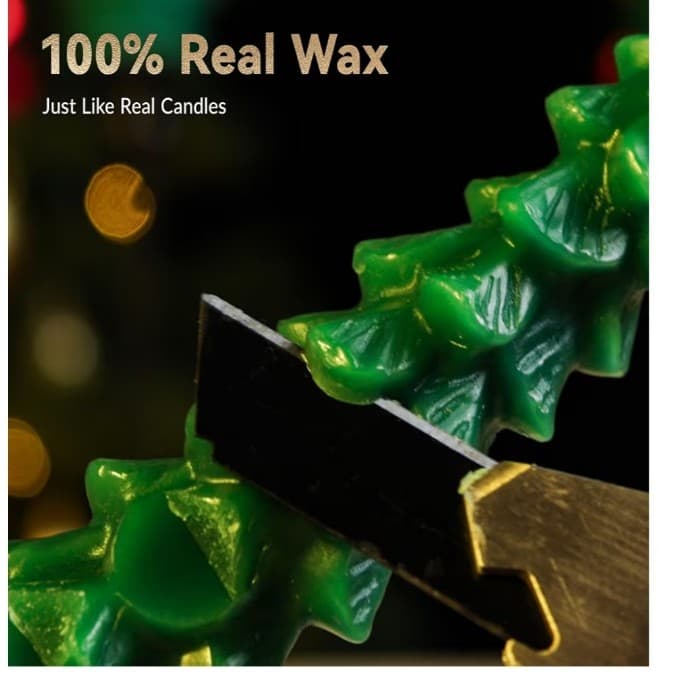 4Pcs X-MAS Tree Flameless Taper Candles w/ Remote & Timer,LED Candles REAL WAX - Thumbnail 3