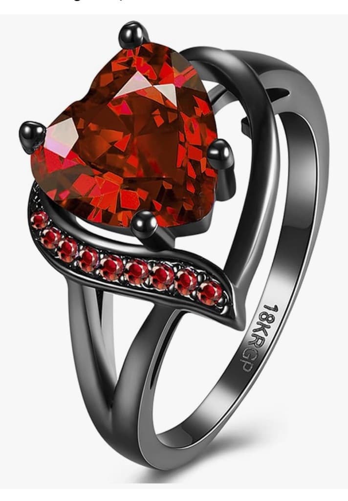 Gothic Valentine's 18 k gold plated heart ring size 9 / 8 / 7 - Thumbnail 6