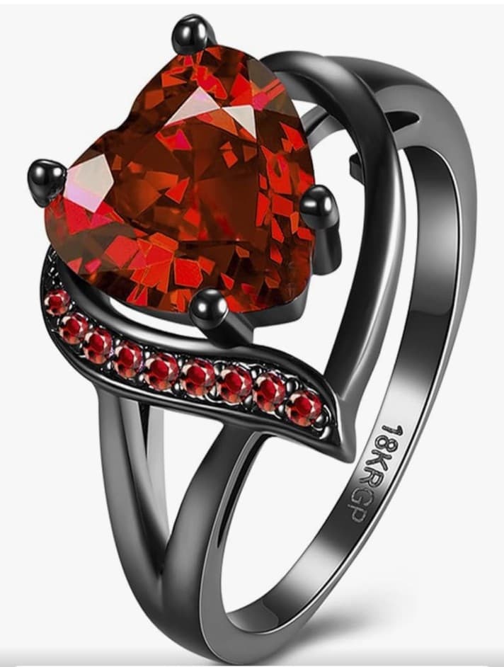 Gothic Valentine's 18 k gold plated heart ring size 9 / 8 / 7 - Image 1