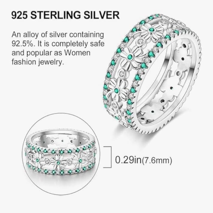 Sterling silver lucky clover band ring size 7 & 9 - Thumbnail 4