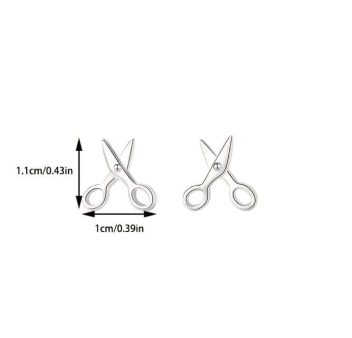 Elegant Silver Scissor Earrings - Thumbnail 3