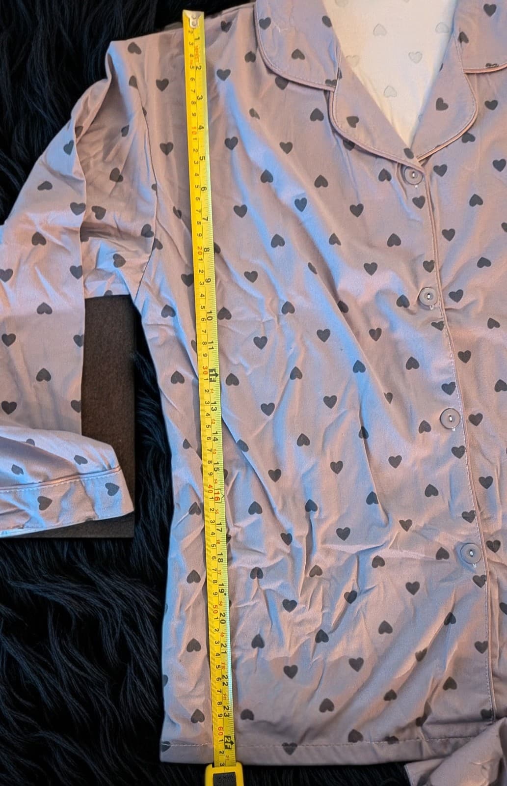 Cotton Flannel Valentine's Pajamas Light Purple With Dark Purple Hearts size XL - Thumbnail 4