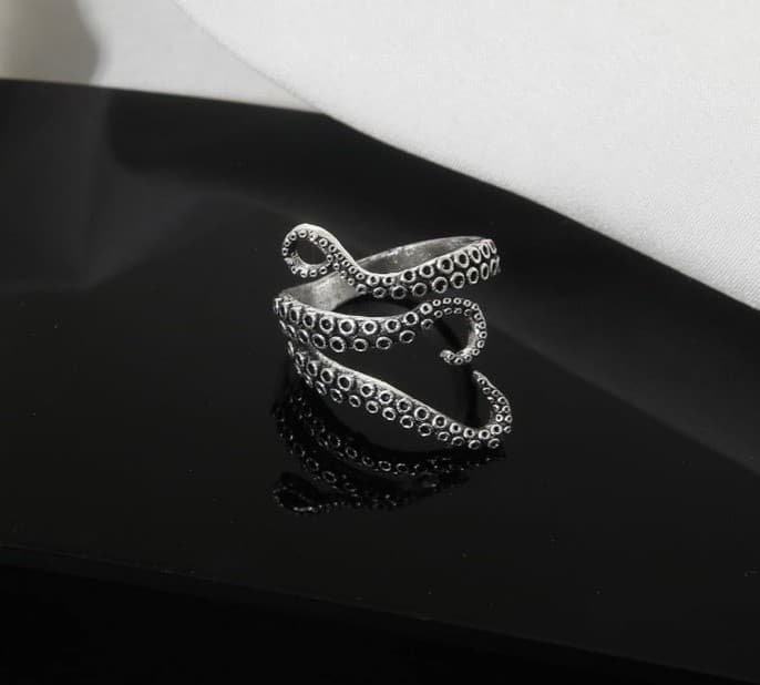 Octopus Wraparound Ring sterling silver size for men or women - Thumbnail 4
