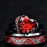 Gothic Valentine's 18 k gold plated heart ring size 9 / 8 / 7 - Thumbnail 5