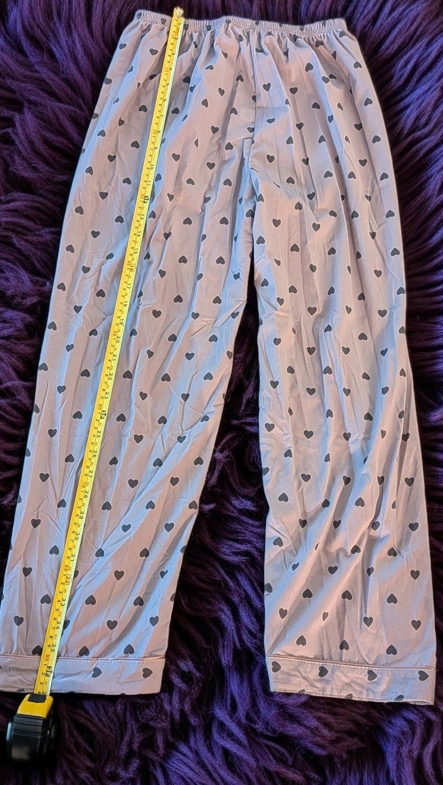 Cotton Flannel Valentine's Pajamas Light Purple With Dark Purple Hearts size XL - Thumbnail 7