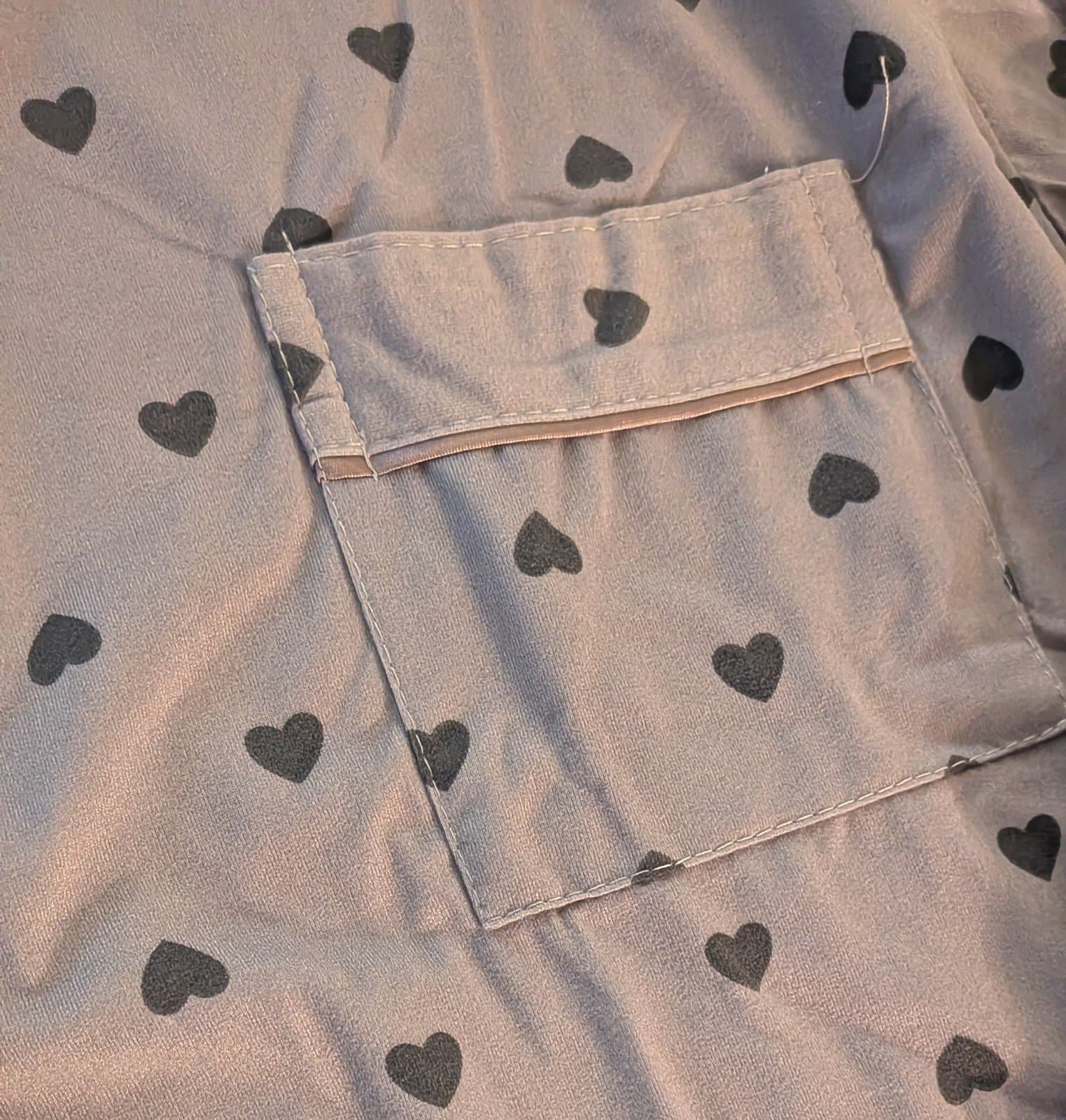 Cotton Flannel Valentine's Pajamas Light Purple With Dark Purple Hearts size XL - Thumbnail 3