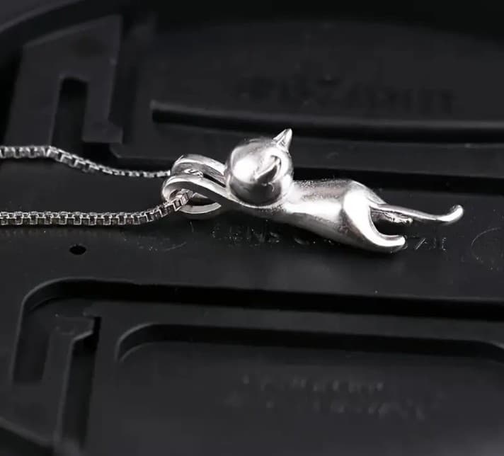 Sterling Silver Cat Necklace - Thumbnail 5
