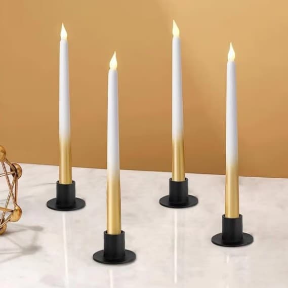 4 pack of black iron candlestick holders - Image 1