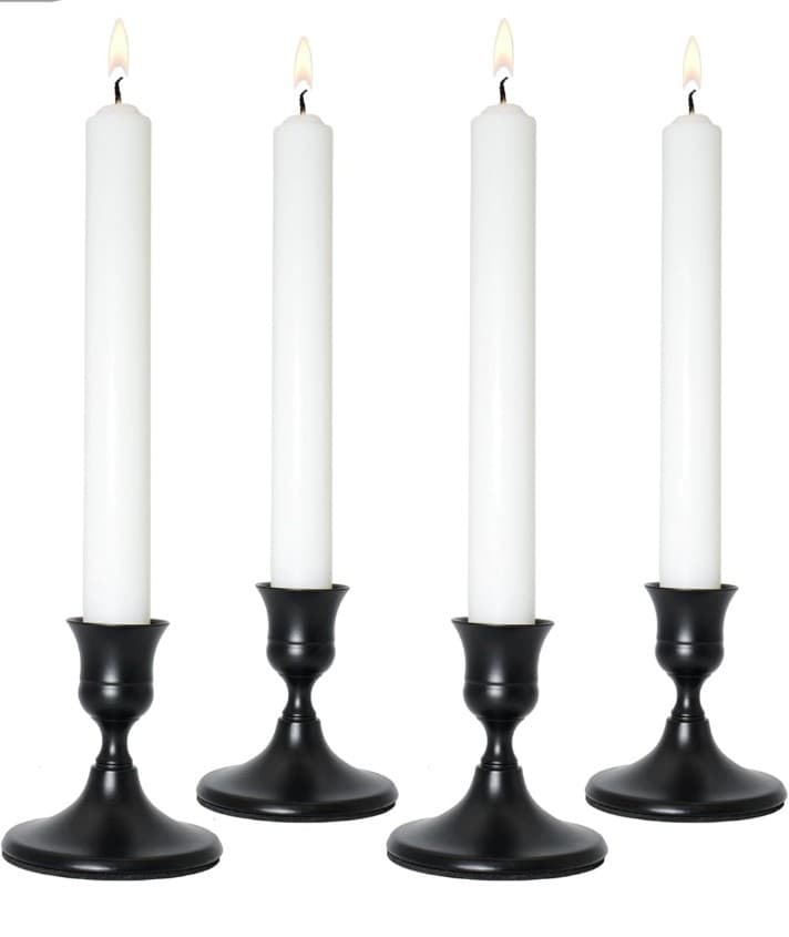 4 Black Metal Taper Candle Holder Vintage Candle Holders 2.8 inches - Image 1