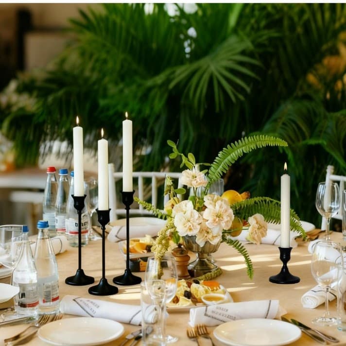 4 Black Metal Taper Candle Holder Vintage Candle Holders 2.8 inches - Thumbnail 6