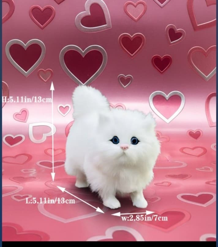 Cute, soft & realistic white furry cat with blue eyes - Thumbnail 11