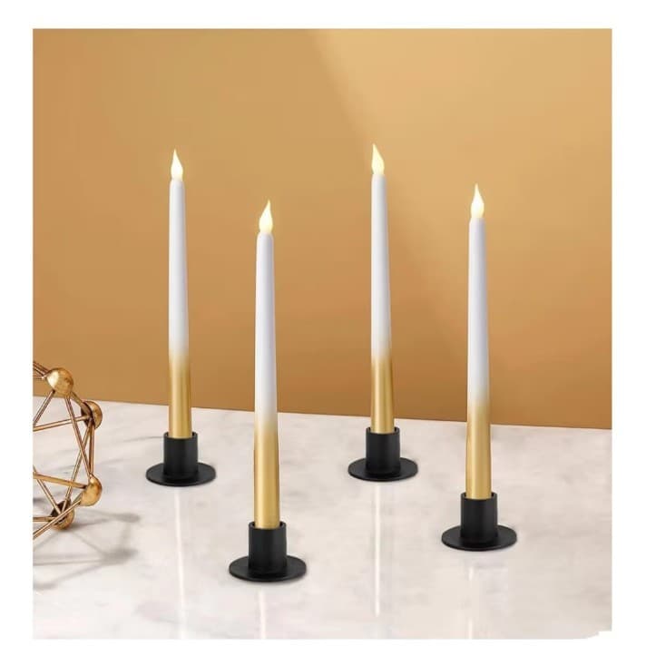 4 pack of black iron candlestick holders - Thumbnail 6