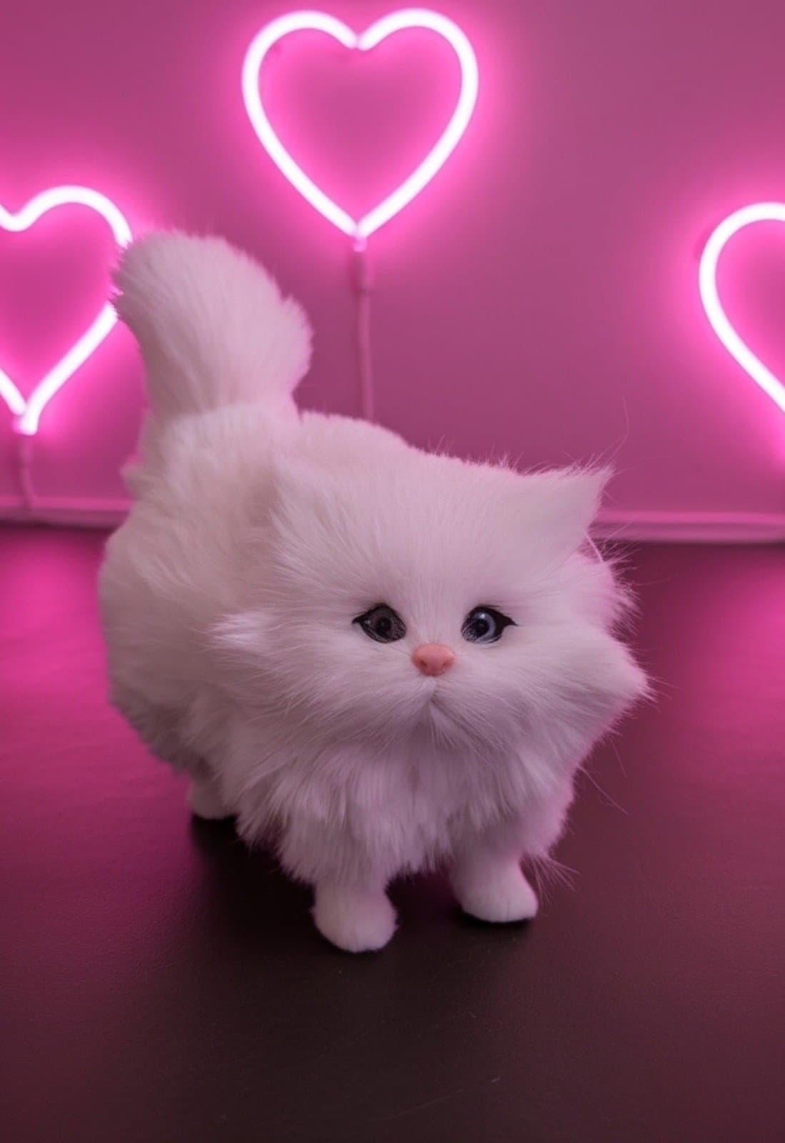 Cute, soft & realistic white furry cat with blue eyes - Thumbnail 2