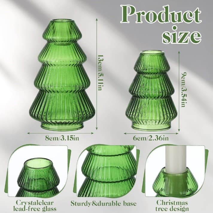4 pack of green glass candlestick holders Brand new ! - Thumbnail 2