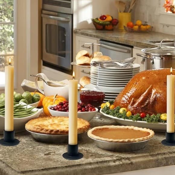 4 pack of black iron candlestick holders - Thumbnail 3