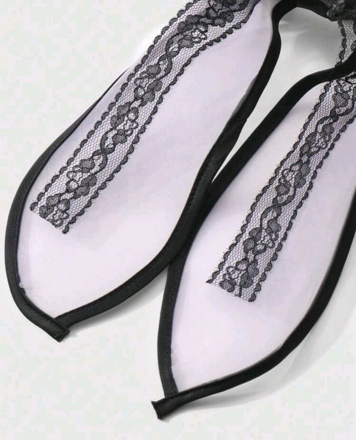 Ht Black and White Lace Ribbon Hair Bow - Thumbnail 5