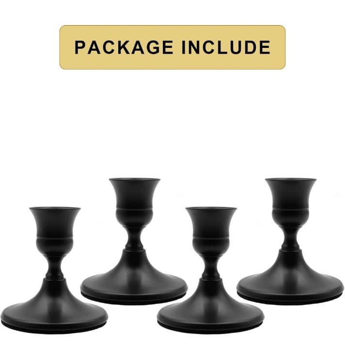4 Black Metal Taper Candle Holder Vintage Candle Holders 2.8 inches - Thumbnail 7