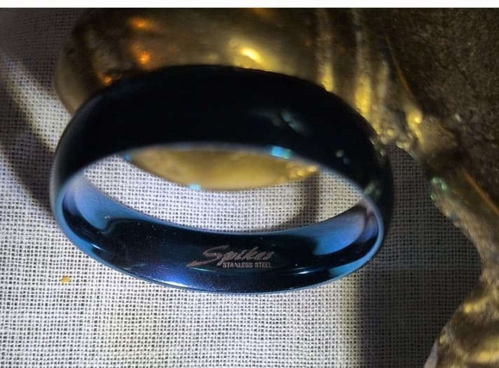 Spikes Stainless Steel Blue Ring - Thumbnail 2