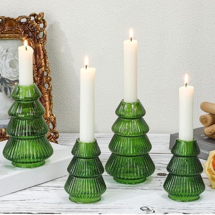 4 pack of green glass candlestick holders Brand new ! - Thumbnail 7