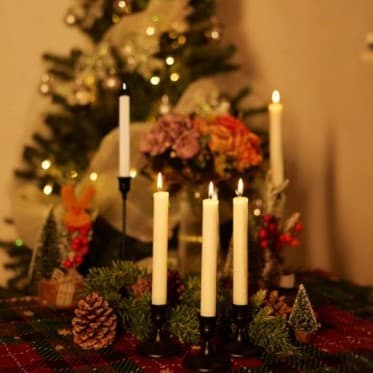 4 Black Metal Taper Candle Holder Vintage Candle Holders 2.8 inches - Thumbnail 5