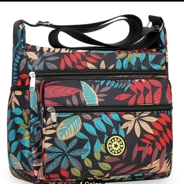 Sporto Red and Blue Shoulder Bag with Vibrant Leaf !