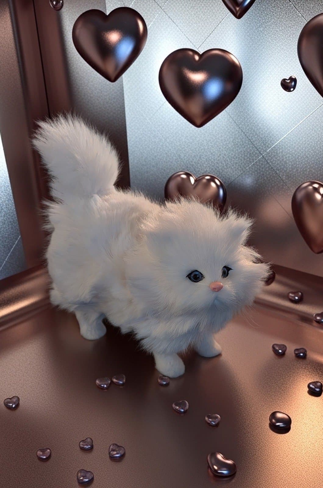 Cute, soft & realistic white furry cat with blue eyes - Thumbnail 7