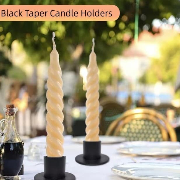 4 pack of black iron candlestick holders - Thumbnail 4