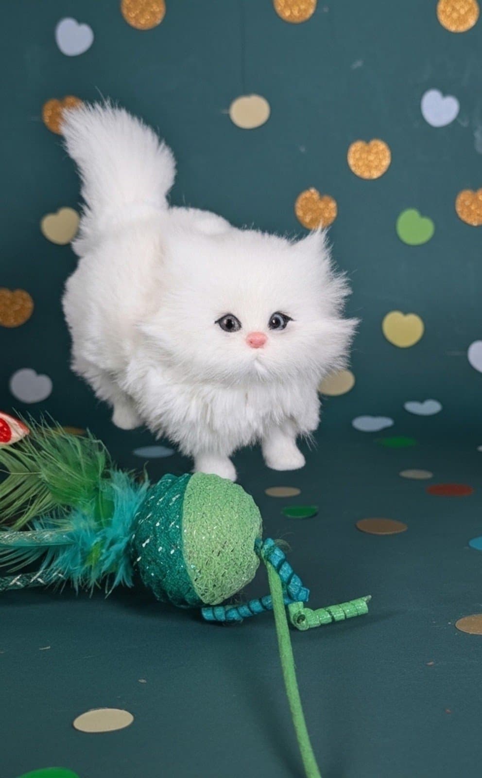 Cute, soft & realistic white furry cat with blue eyes - Thumbnail 5