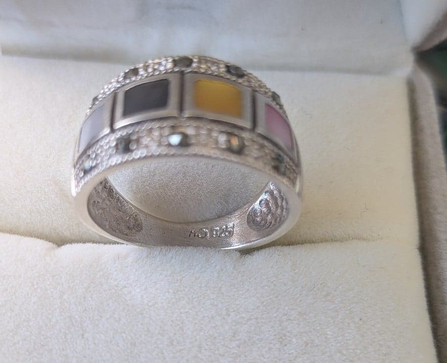 Vintage Sterling Silver With Colors Women's Ring - Thumbnail 2