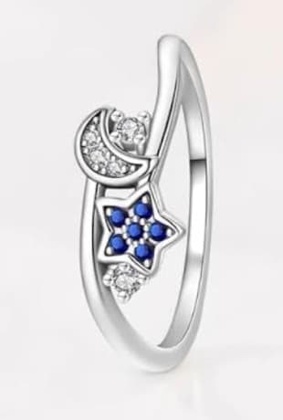 Kay jewelers Sterling Silver and Blue Moon and Star Ring size 6 - Image 1