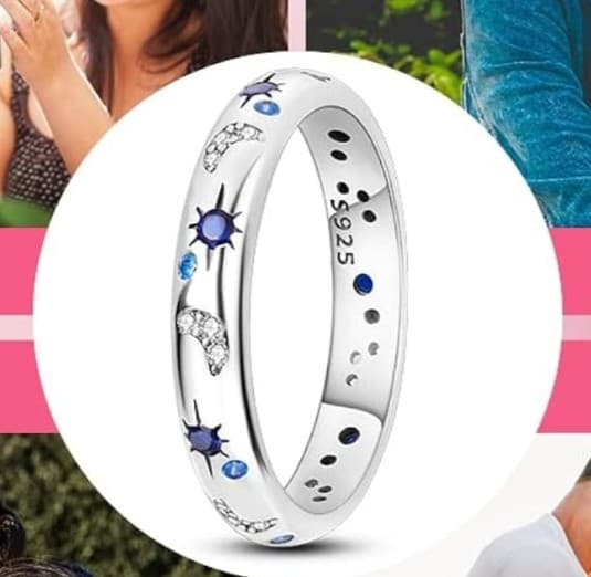 Sterling Silver & Blue Starlight Ring Ring Size Available In 4 5 6 7 8 9 & 10 - Thumbnail 6