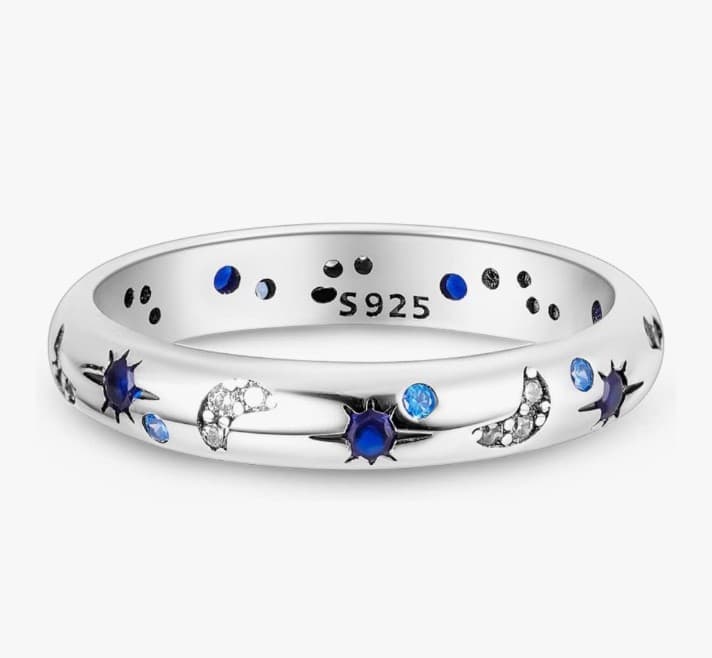 Sterling Silver & Blue Starlight Ring Ring Size Available In 4 5 6 7 8 9 & 10 - Image 1