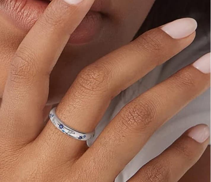 Sterling Silver & Blue Starlight Ring Ring Size Available In 4 5 6 7 8 9 & 10 - Thumbnail 4