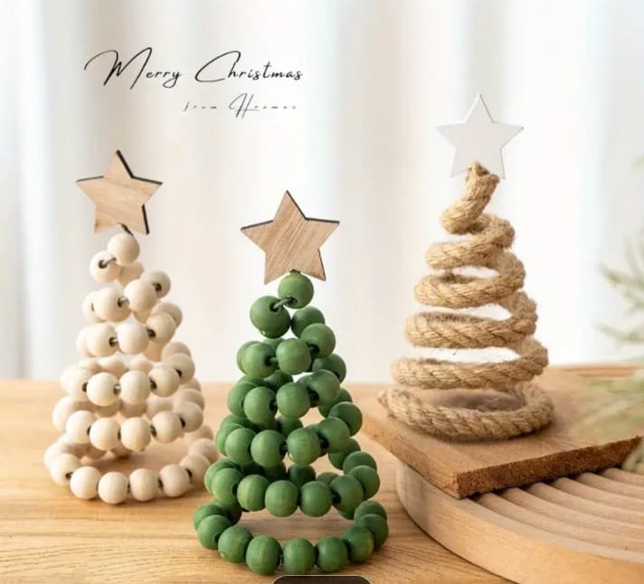 Luxury Artisan Beaded Christmas Tree Set - 5pc Modern Nordic Holiday Decor - Thumbnail 2