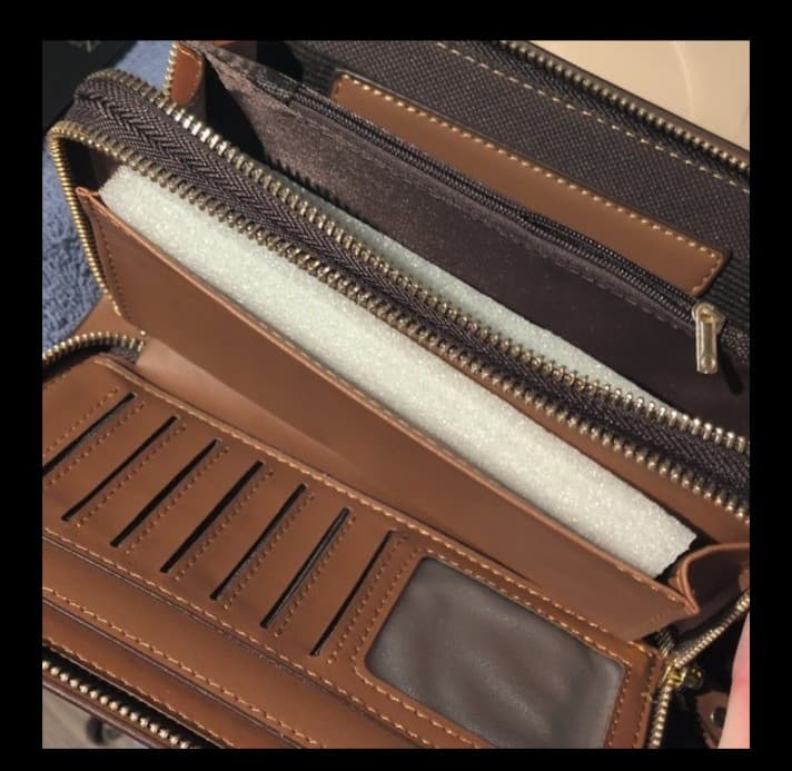 Brown Leinasen wallet with many compartments - Thumbnail 4