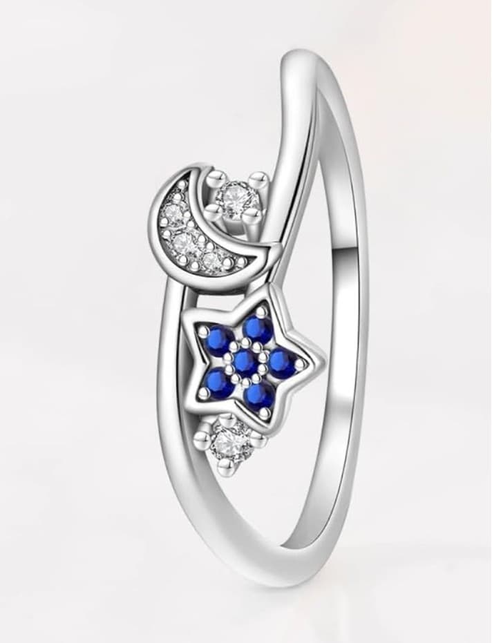 Kay jewelers Sterling Silver and Blue Moon and Star Ring size 6 - Thumbnail 2