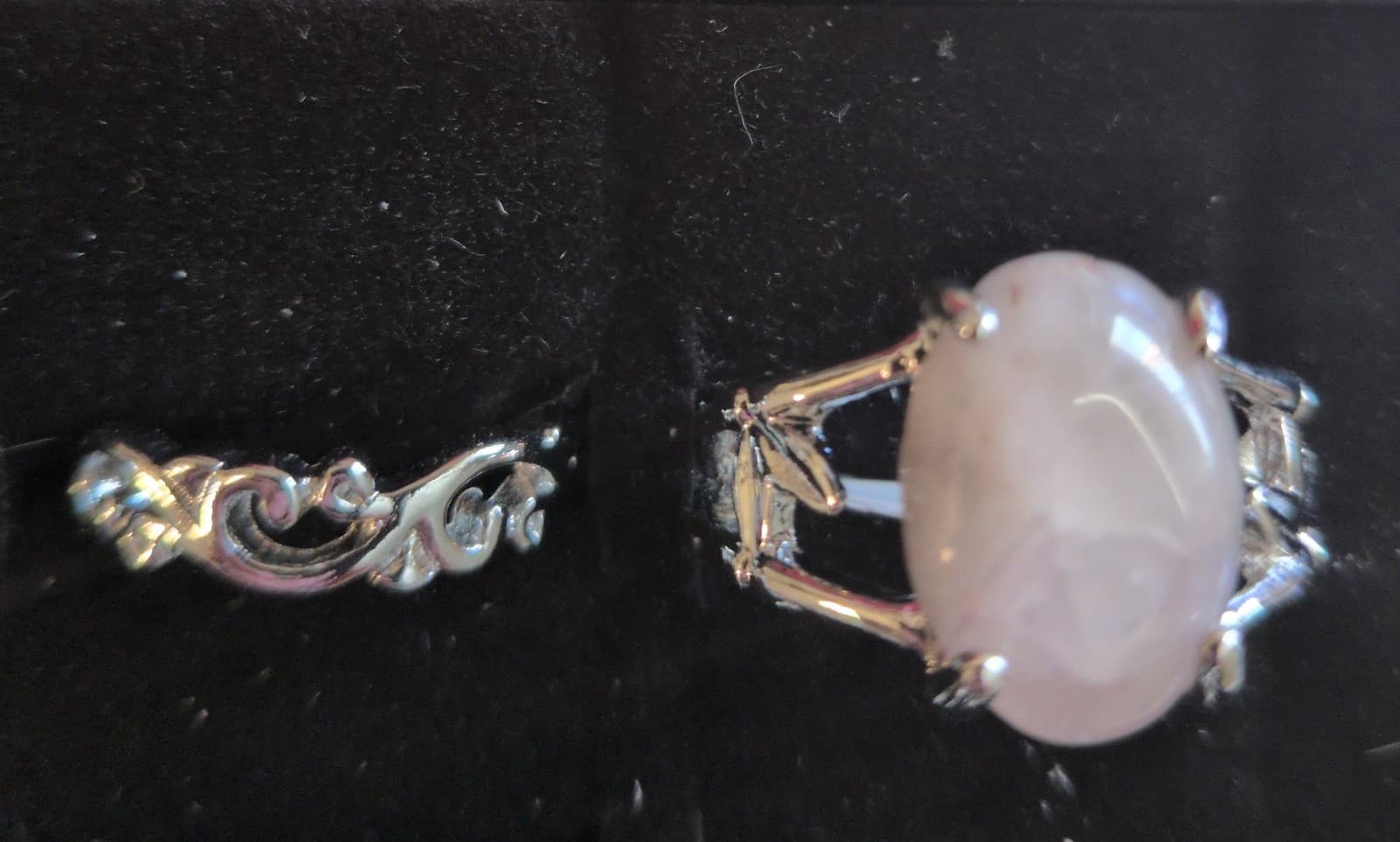 Elegant Silver and Pink Stone Ring Set - Thumbnail 4
